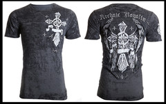 ARCHAIC by AFFLICTION Charcoal COUNTDOWN Short Sleeve Slim Fit Y2K T-shirt NWT