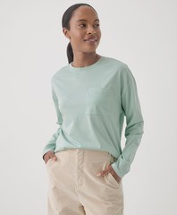 Pact Women’s Softspun Long Sleeve Pocket Tee Medium Surf Spray Top