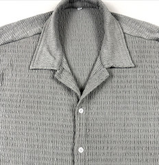 Men’s 4XL Gray Textured Fabric Shorts Sleeve T-shirt Soft Corrugated Stretch