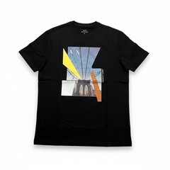 Armani Exchange Regular Fit Brooklyn Bridge Graphic Logo T shirt Black Designer
