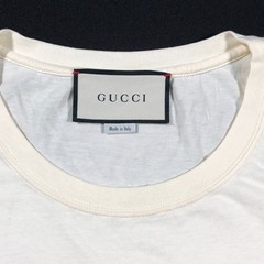 Gucci Interlocking GG Big Logo Cream Tee T Shirt Size Medium M Designer B1