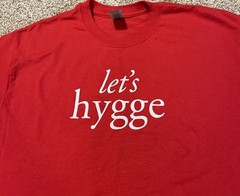 Let’s Hygge Simple Design Red T-Shirt L Danish Cotton Poly blend Museum Denmark
