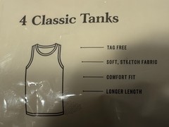 Goodfellow 4 Pack Classic Ribbed Tanks White Stretch Fabric Extra Long Size “M”!