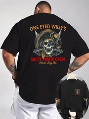 Casual T-Shirt with Round Neck And Short Sleeves, It Features a Pirate Theme
