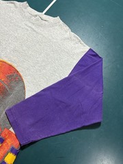 Vintage Two Tone Basketball Raglan Shirt Mens Large Gray Faded Purple 90s