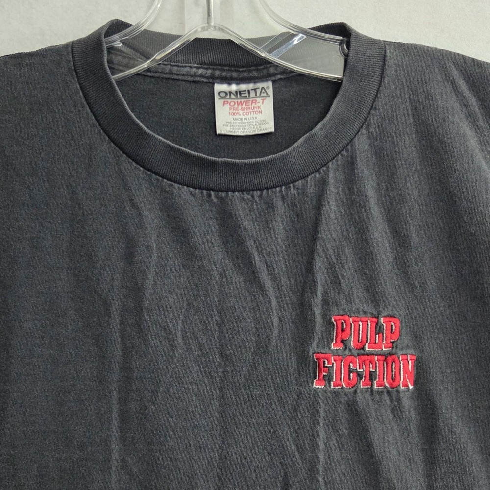 Vtg 90s Pulp Fiction Movie Promo TShirt XL Tarantino Embroidered Single Stitch