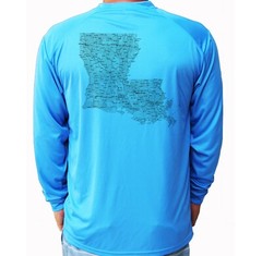 Louisiana State Map Fishing Sport Long Sleeve UPF 30 T-Shirt Sun UV Protection
