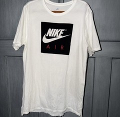 Nike Air Graphic T-Shirt Men’s Large White Black Red Logo Tee Short Sleeve