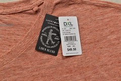 Lucky Brand Men’s T Shirt V Neck Short Sleeve Orange Linen Blend Size 2XL NEW
