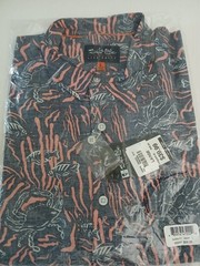Salt Life Live Saly Men’s Size L Button Down Navy Coral Life Short Sleeve