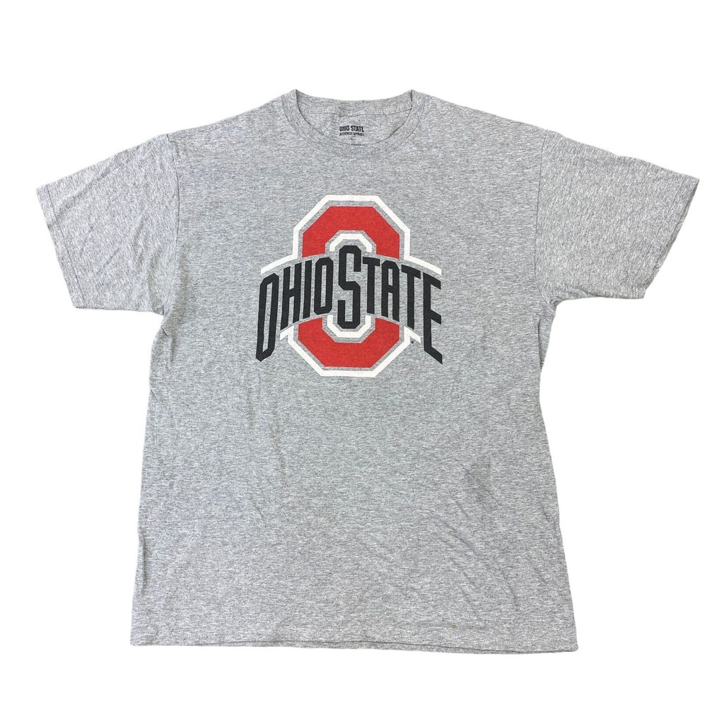 Ohio Stage T-Shirt Graphic Print Spell Out USA Grey Mens Large