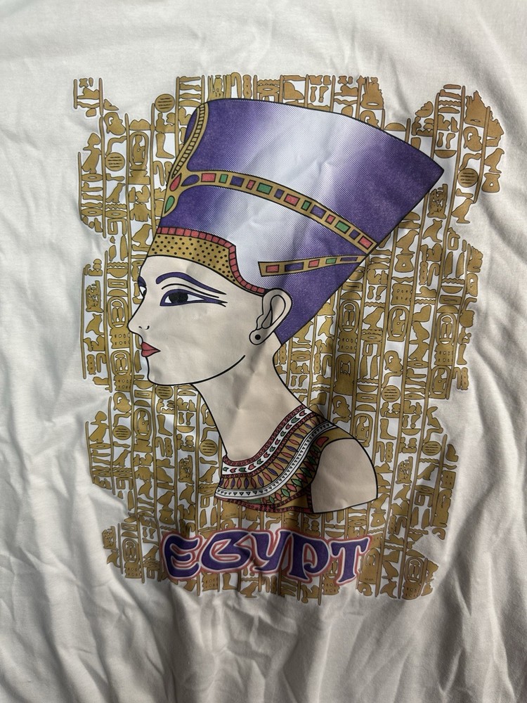 Egypt Nefertiti Graphic T Shirt XL White Made In Egypt Hieroglyphics