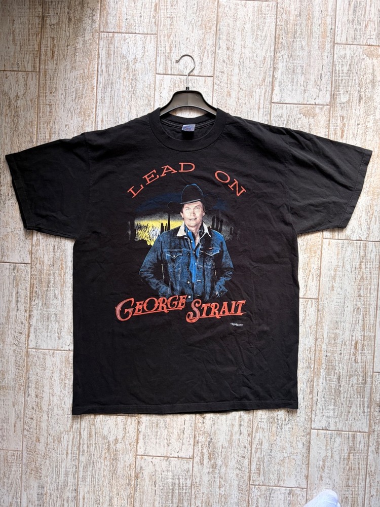 VINTAGE 90s 1994 Jerzees Strait Lead On Tour T-Shirt Country Music Jerzees XL