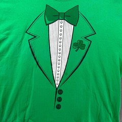 Formal Suit and Bow Tie T Shirt Extra Large Shamrock Green Gildan Heavy Cotton