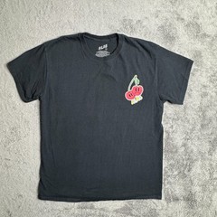 Y2K Alab Tee Shirt SOMETIMES MOODY Cherry Print Black Crew Neck Adult L SS