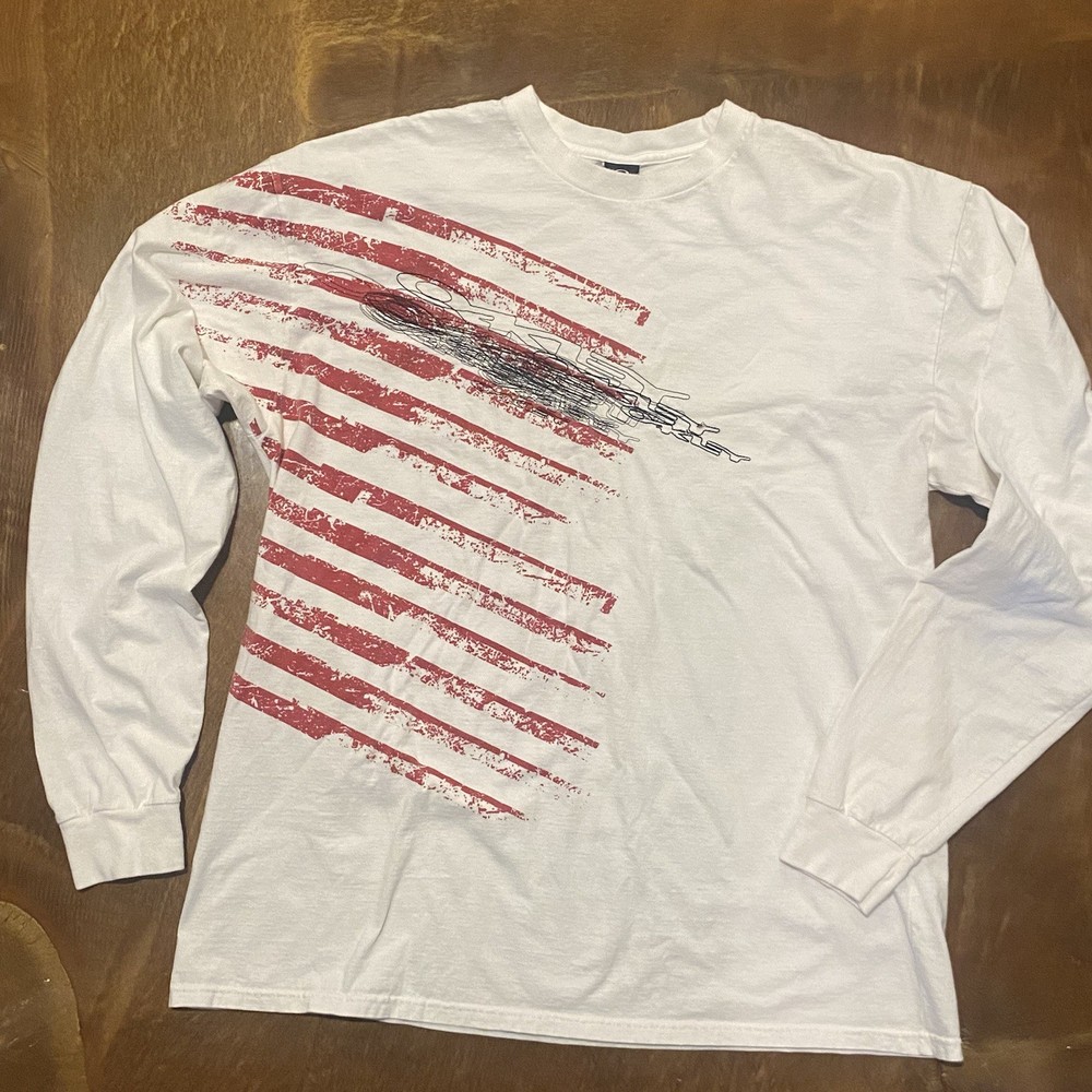 OAKLEY Vintage Y2K Long Sleeve T-Shirt Size 2XL Mens White Graphic Design Retro