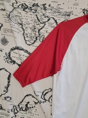 Badger Sport Youth XL Red White Raglan Baseball T-Shirt 3/4 Sleeve Moisture Wick