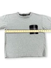 Black Label Crestbridge Men’s Heather Gray Tee with Black Plaid Pocket – Size S