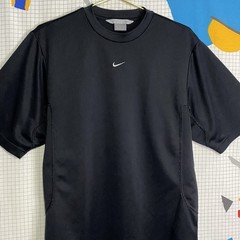 Vintage Y2K Nike Center Swoosh Tshirt Medium Black Silver Soccer Performance