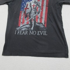 Warrior XII American Flag I Fear No Evil T Shirt Mens Large Black Knight Templar