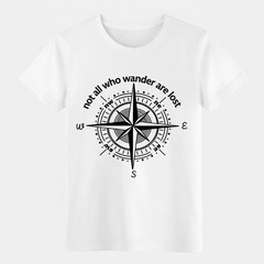 Not All Who Wander Are Lost Compass Cotton T-Shirt for Men&Women,Travel-Inspired