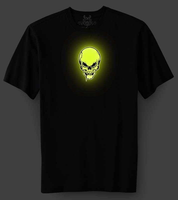 NW MEN’S PRINTED SKULL GLOW IN THE DARK FUNNY HIPSTER GRAPHIC COTTON T-SHIRT
