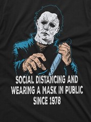 Social Distancing and Wearing Mask Funny Halloween Horror T-shirt Michael Myers