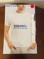 32 Cool Degrees Mens 3pk Shirt Medium Short Sleeve Crew Neck White Anti Odor New