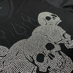 INC Skull T Shirt Mens XL Silver Beaded Skeleton Goth Halloween Horror Party