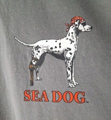Vintage Y2K Pirate Sea Dog T Shirt Mens 3XL Gray Cotton Dalmatian Graphic Tee