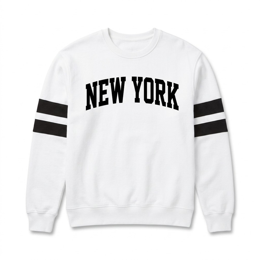 Mens New York Long Sleeve Crew Neck Shirts Varsity Graphic Tee Pullover S-3XL