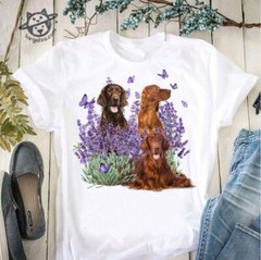 Irish setter and Gorgeous Purple flower T-shirt S-5XL