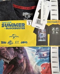 Adult Universal Studio Jaws ET Back To Future Jurassic Park Black T Shirt Small