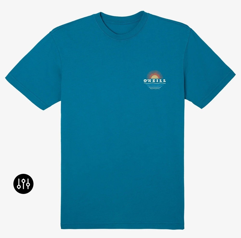 O’Neill Above & Below Tee, SU3118704 Solid Blue With Logo, Men’s Large Size.