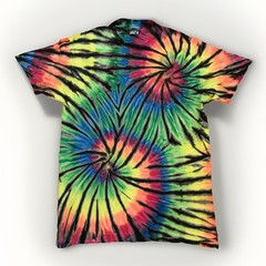 *New* 3XL & 4XL Handmade Tie Dye, Rainbow Black Twin Spiral, Crew or V-Neck
