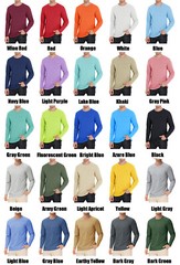 Men’s Casual Cotton Shirts Long Sleeve Crewneck Quick Dry Sport Plain T-Shirts