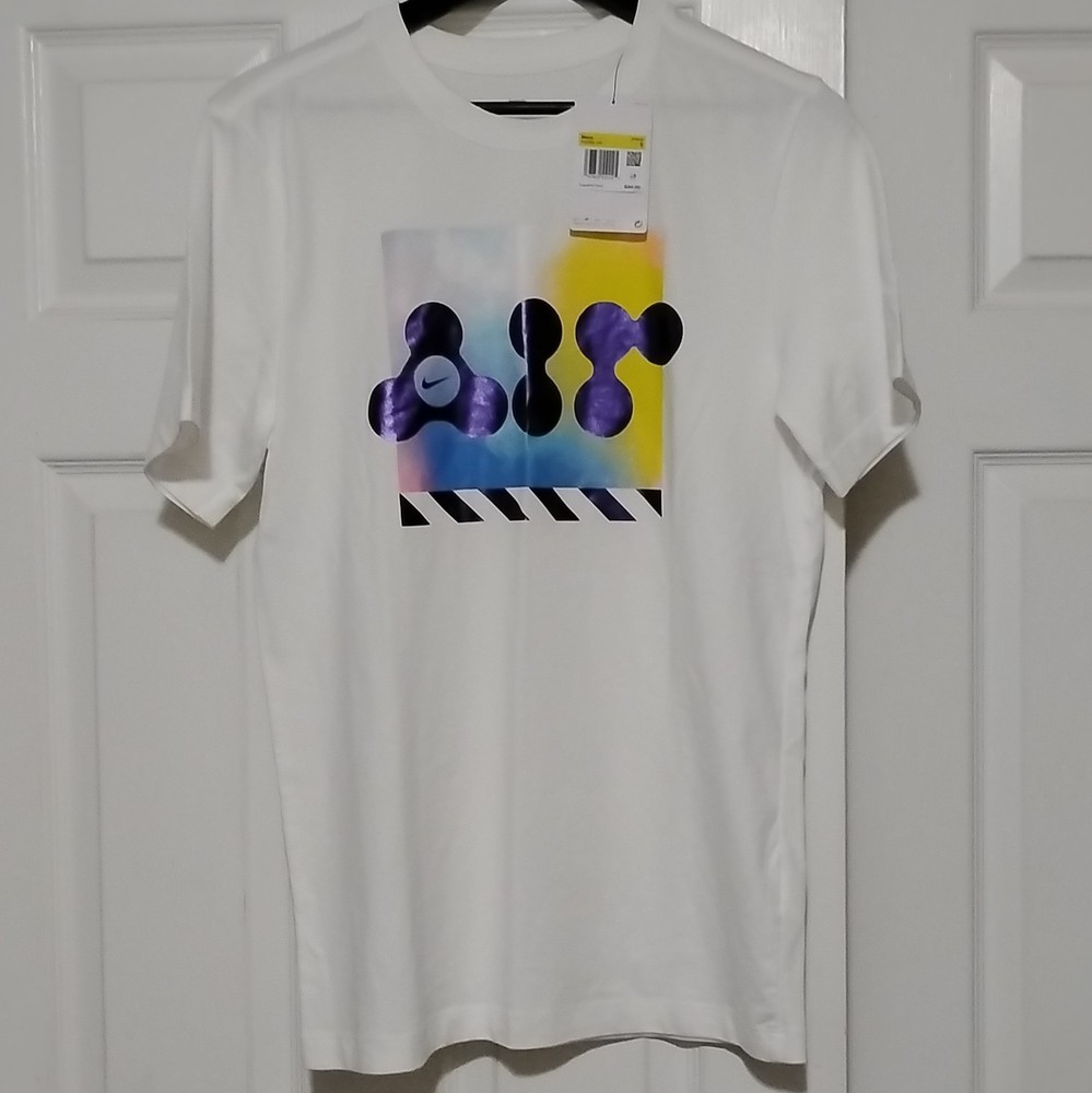 Nike Swoosh Just Do It White Graphic Logo Crew Neck T-Shirt Mens S SS