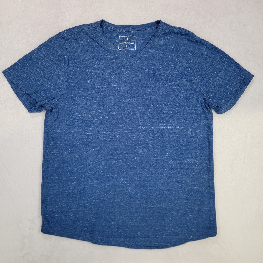 Mutual Weave Men’s Blue Heather V-Neck Short Sleeve Basic T-Shirt Size Medium