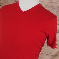 Murano Shirt Mens Large Red Slim Fit V Neck 100% Cotton Tee T-Shirt Basic