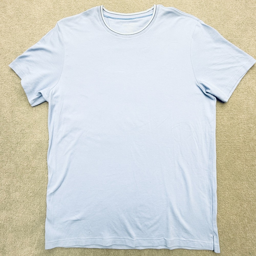Mack Weldon Silver T-Shirt Mens Sz Large Blue Supima Cotton Blend Stripe Collar