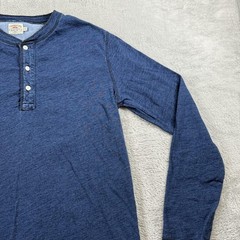 Faherty Brand Shirt Mens M Indigo Blue Long Sleeve Henley Tee Casual Preppy