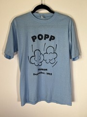 Vintage 90s Sportswear POPP reunion light blue single stitch tshirt retro L 1992