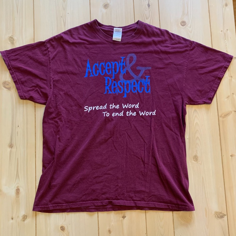 Vintage Accept & Respect Spread the Word to End the Word Graphic T-Shirt Size XL