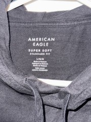 American Eagle Mens L Super Soft Standard Fit Black Hooded Long Sleeve T Shirt