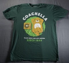 Coachella Shirt Mens Medium Green Bear Turntable DJ Music Festival Tee