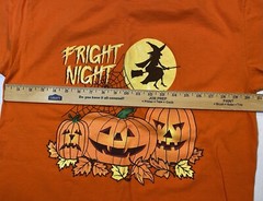 Halloween Fright Night Vintage T-Shirt Orange Size Large Witch Jack-O’-Lantern