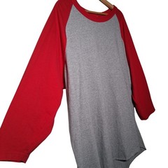 Shaka Active Baseball Shirt Men 3XL Gray Red Raglan Sleeve Sporty