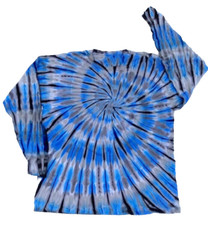 *New* 2XL – Sm Handmade Tie Dye, Blue Gray Spiral, Crew or V-Neck