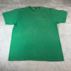 Vintage Y2K Nike T-Shirt Men’s Large Green Embroidered Swoosh Logo Short Sleeve
