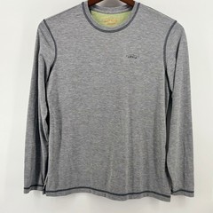 Orvis Trout Bum Mens MD Gray Long Sleeve Performance Crew Neck Shirt Heathered